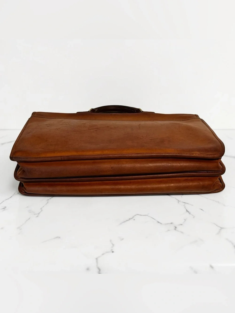 1980s COACH Cognac Leather Briefcase USA Vintage Bag Attache No. 028-8921